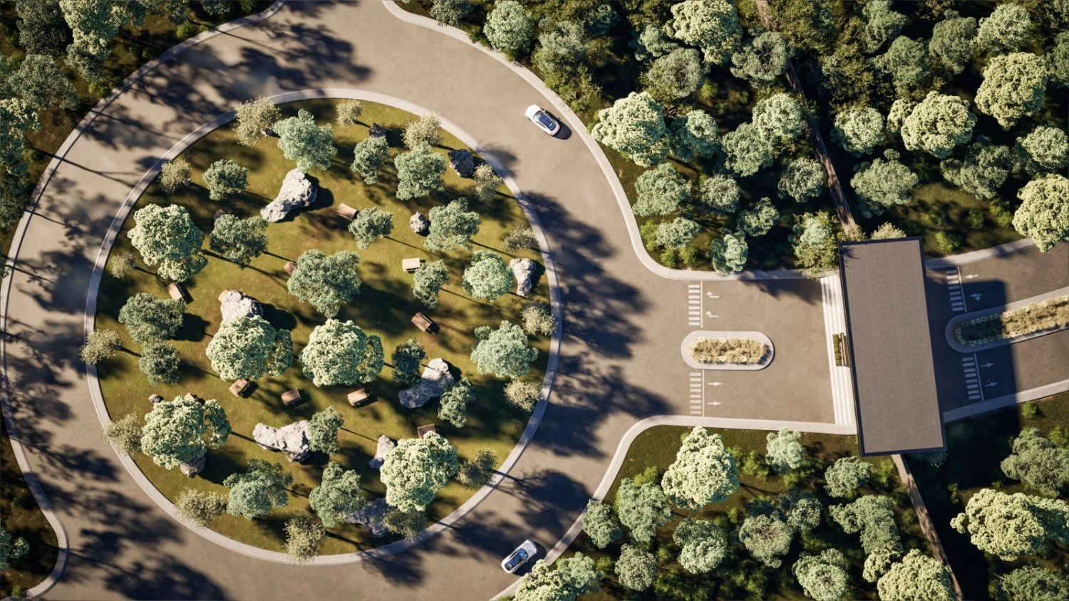 Glorieta de acceso · vista aérea