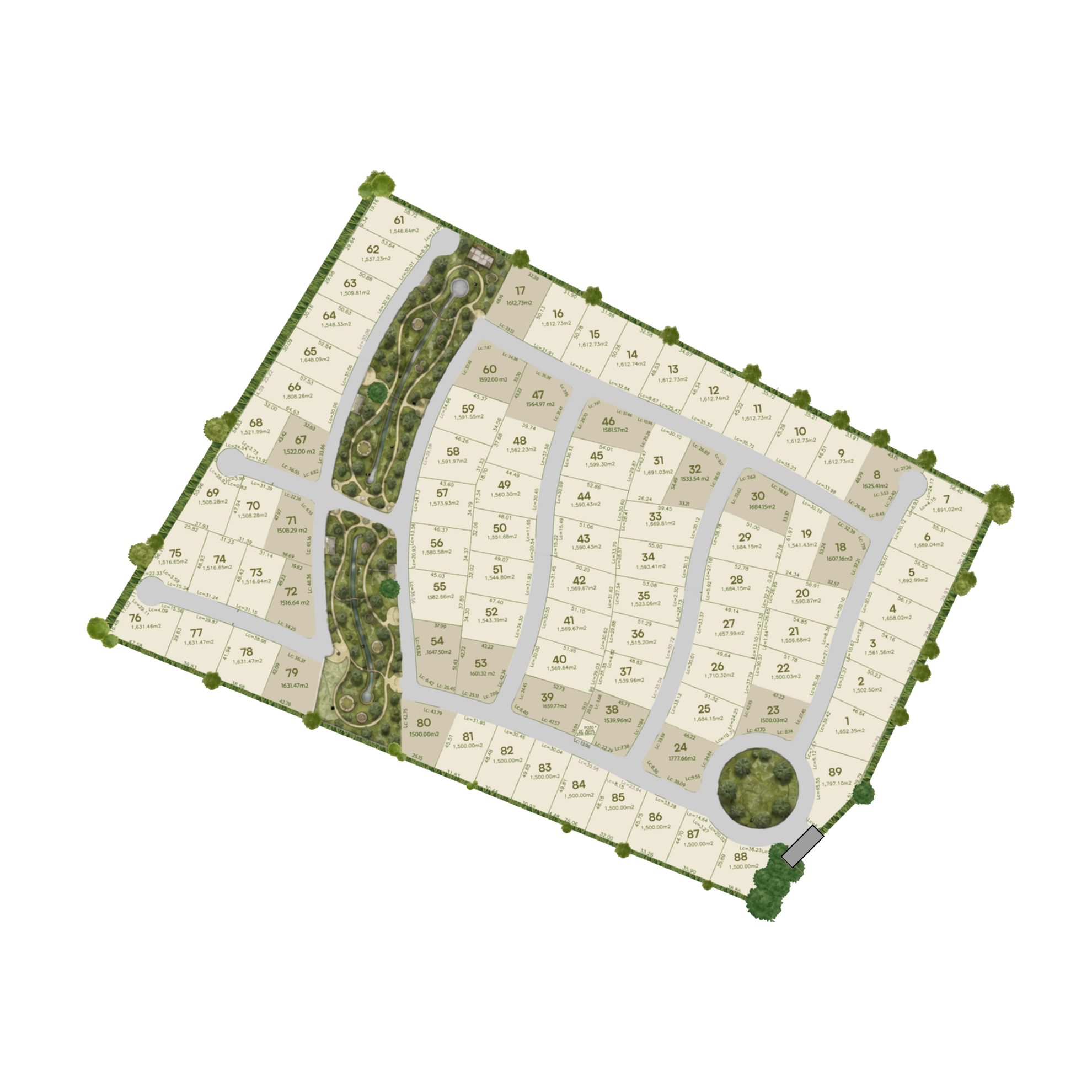 Master plan de Los Olivos con sus amenidades
